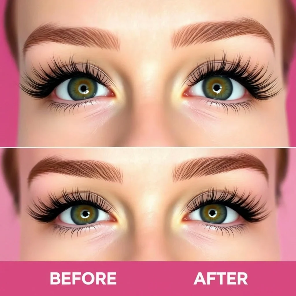 Before and after lash extensions