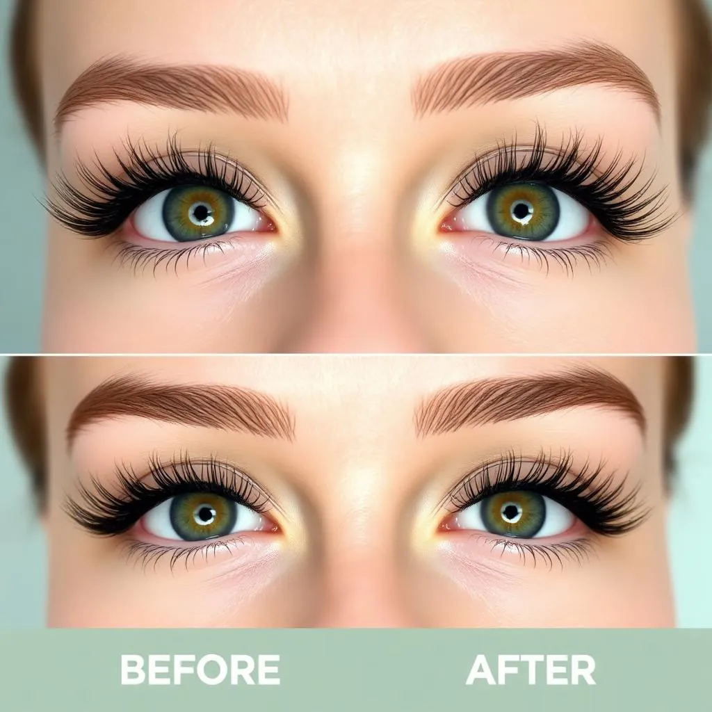 Before and after lash extensions