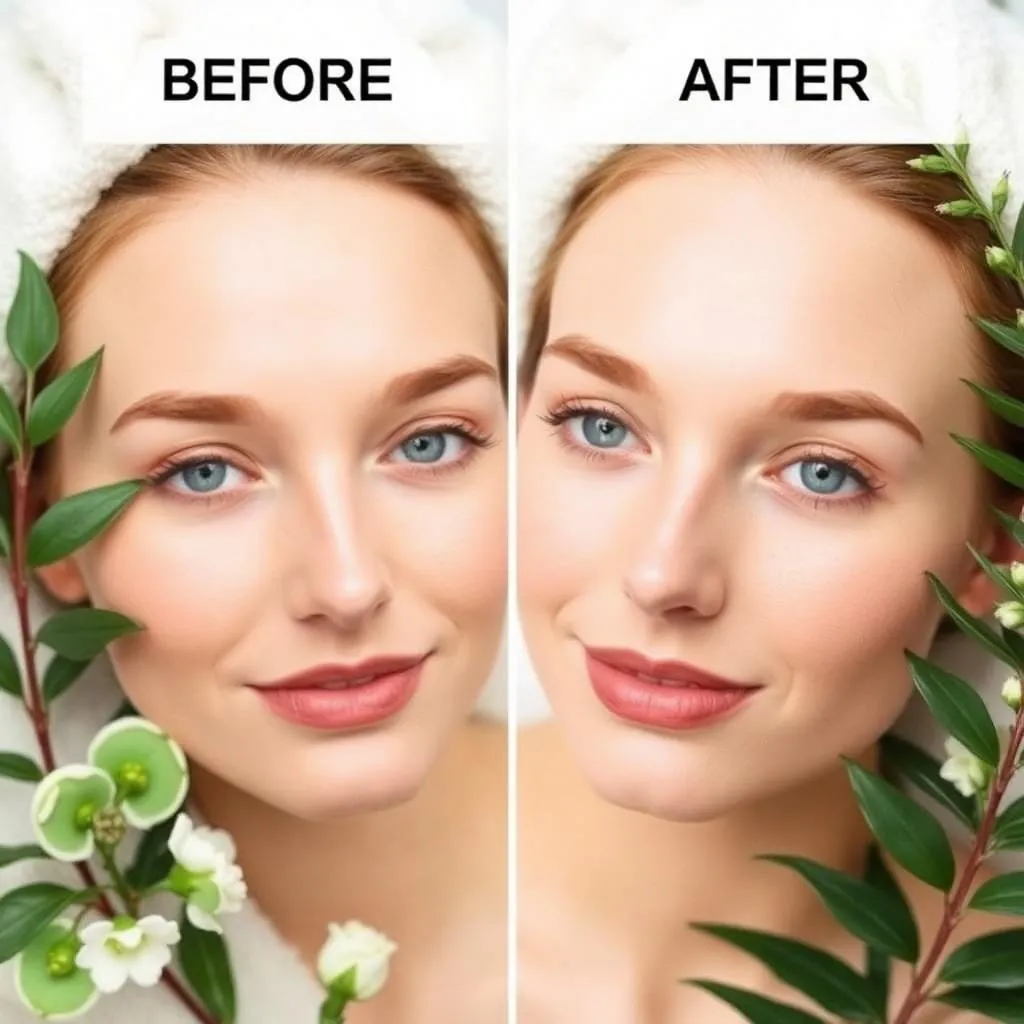Before and after facial treatment